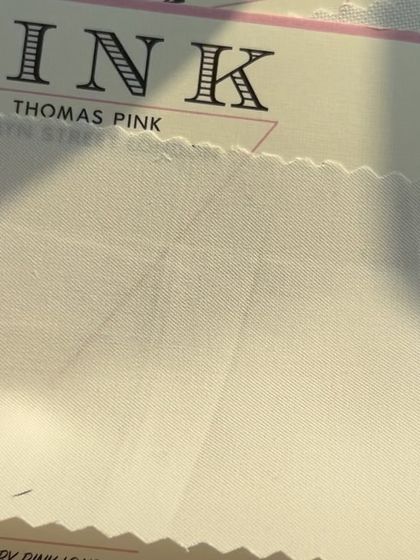 A sample of fine white twill from Thomas Pink, a durable and elegant choice for a bespoke shirt.
