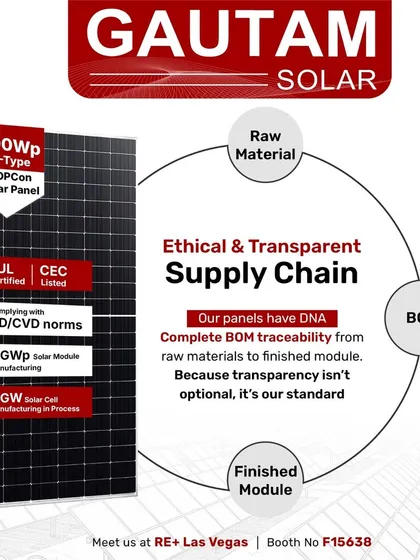 We believe in an ethical and transparent supply chain. Our 600Wp N-Type TOPCon panels come with complete Bill of Materials (BOM) traceability from raw materials to the finished module, because transparency is our standard.