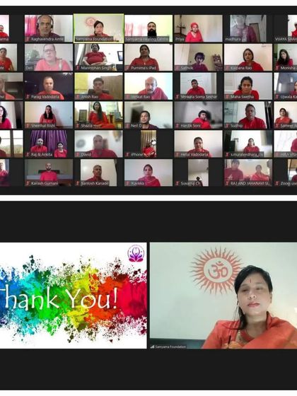A collage from our virtual prosperity workshop, showing participants and a colorful 'Thank You' slide. This image, a duplicate of ID 8, captures the positive and grateful energy at the conclusion of the event.