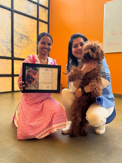 Pablo and his family celebrating his completion of the Residency Basic Obedience Training Program.