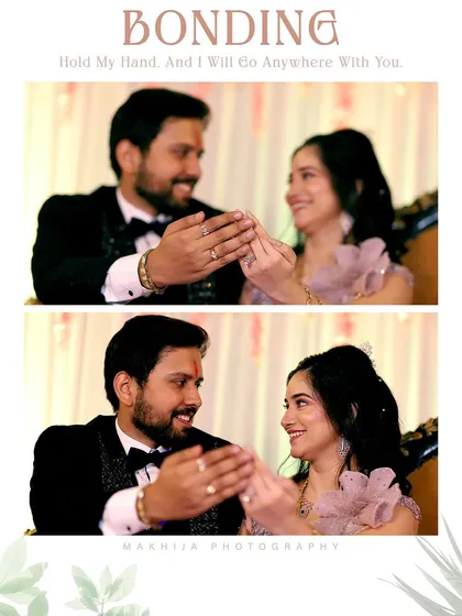 A close-up of the ring ceremony, focusing on the couple's hands and joyful expressions. This shot highlights the significance of the moment and the emotional bond they share.