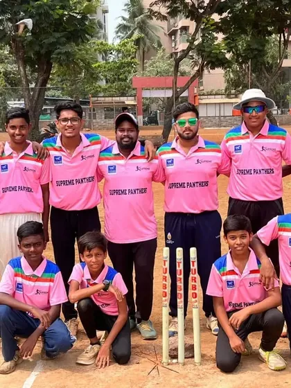 The Supreme Panthers team, looking sharp in their pink jerseys. We have multiple teams to ensure everyone gets a chance to play.