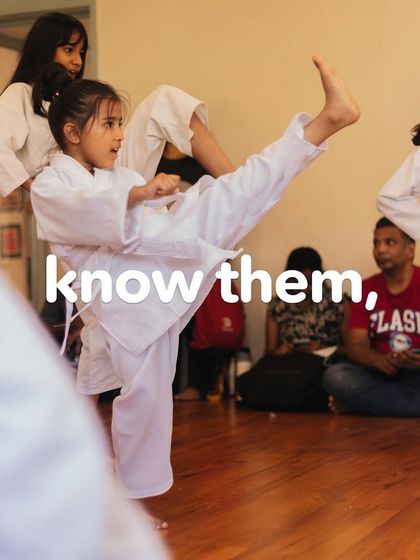 Another shot celebrating the strength and determination of our young karate students, learning skills that will empower them for life.