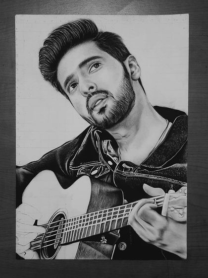 Follow the 90-hour journey of my Armaan Malik portrait. These progress shots show how I use the grid method to ensure accuracy and build up the face, hair, and clothing textures.