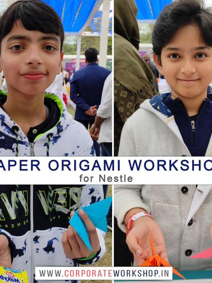 Young participants proudly show off their paper crane and other origami creations. Our kids' workshops, like this one for Nestle, are designed to be both educational and entertaining.