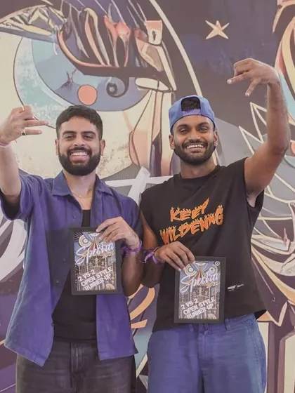 The winners and runners-up of the 2v2 Open Style battle share a moment of celebration. The spirit of competition is always friendly and supportive.