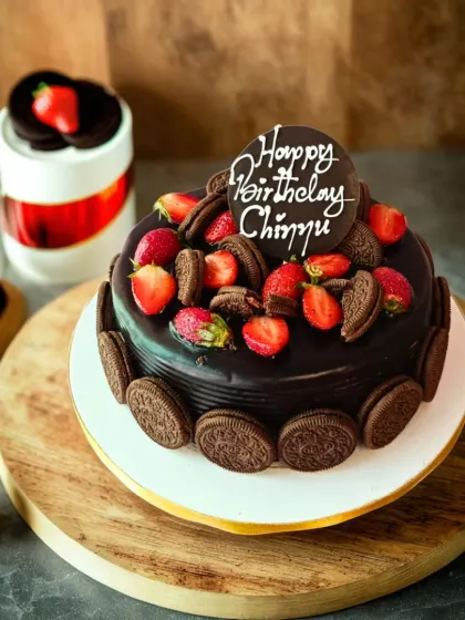 A birthday cake that's pure indulgence. This rich chocolate cake is loaded with crunchy Oreo cookies and fresh, juicy strawberries, making it a crowd pleasing favorite for any special occasion.