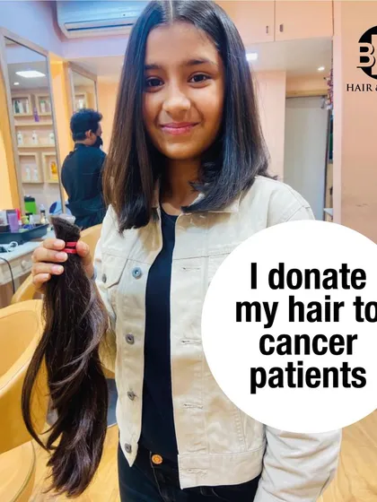 We believe in beauty with a heart. We are so proud of our client for making a hair donation for cancer patients. It's a beautiful gift, and we are honored to help facilitate this noble cause.