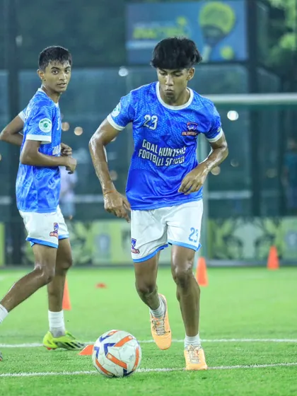 Two of our youth players in action during a practice match.