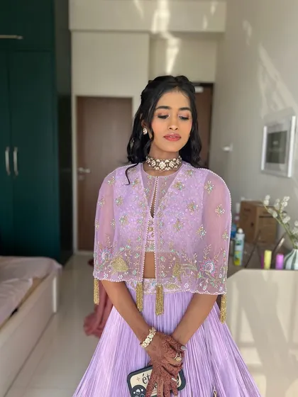 A serene shot of this client, her makeup looking soft and beautiful.