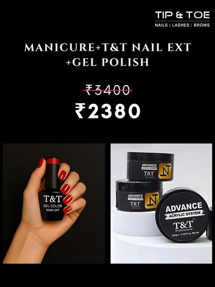 Get a complete look with our package deal for a Manicure, T&T Nail Extensions, and Gel Polish at a special offer price.