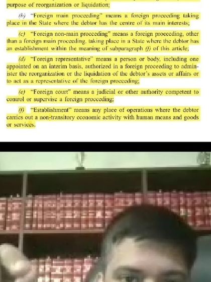 Explaining the definitions of 'foreign main proceeding' and 'foreign representative' during a lecture on cross-border insolvency. Precision in legal terminology is paramount in these matters.