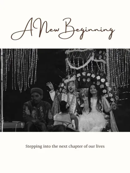 A stylized, black and white shot capturing the fun and candid nature of the wedding ceremony. This image tells a story of a new beginning filled with laughter.