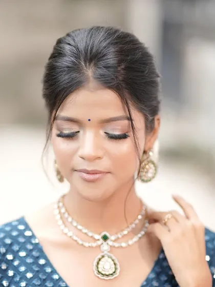 Glam, but make it soft, sweet, and irresistible. A close-up on the flawless eye makeup and the overall ethereal vibe of this look.