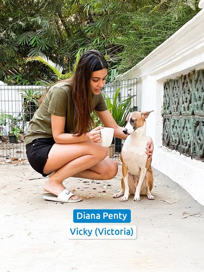 Diana Penty with her adopted dog, Vicky. Choosing to adopt saves a life and fills a home with love.