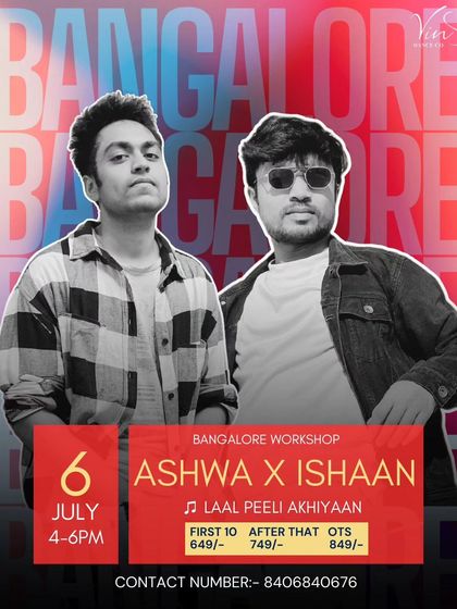 The Bollywood Tadka Duo is coming to Bangalore. Get ready for a high-energy workshop on 'Laal Peeli Akhiyan'.