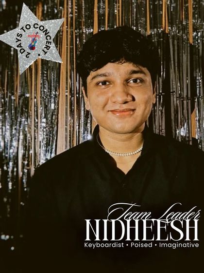 Nidheesh is a poised and imaginative keyboardist and Team Leader. He builds his musical ideas with a quiet stillness that allows for deep emotional expression.