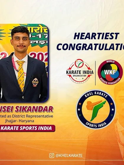 My work and dedication to Karate have been recognized. Being appointed as the District Representative for Khel Karate Sports India is an honor that I carry with responsibility.