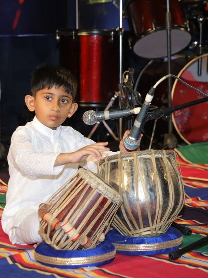 Our 6-year-old tabla prodigy, Reyansh, performing 'Teen Taal' with incredible skill and confidence.