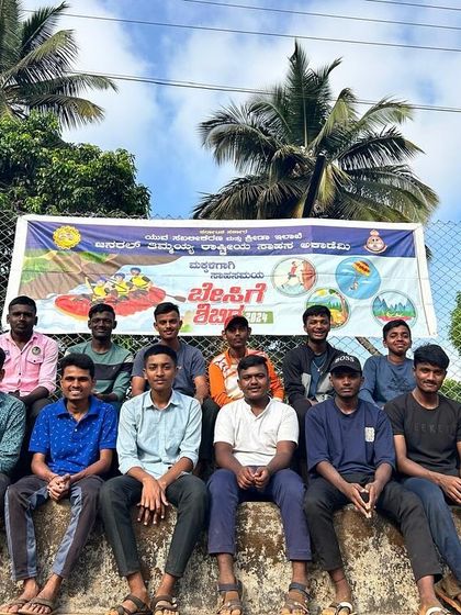 A group of boys from the KRIES summer camp poses for a photo at our Dandeli center.