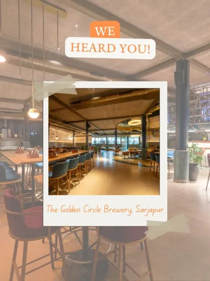 We heard you, Bangalore! We're excited to partner with The Golden Circle Brewery in Sarjapur for unique indoor screening experiences.