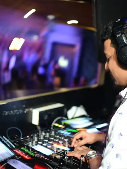 A shot from behind the console at Opa Bar and Cafe, showing my view of the party. I use top-of-the-line Sennheiser headphones to ensure every transition is perfect.