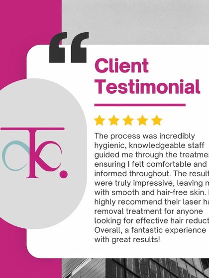 A fantastic experience with great results. This client testimonial praises our hygienic process, knowledgeable staff, and the comfortable, informed treatment journey.
