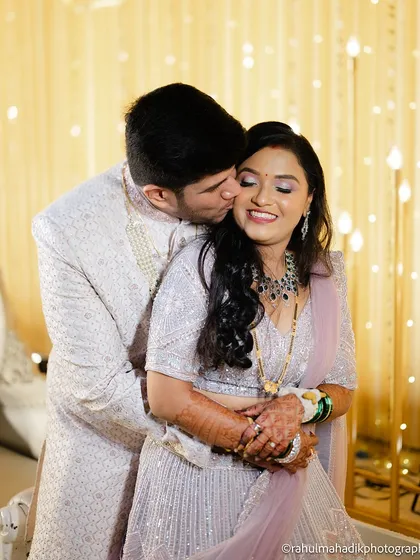 A sweet and intimate moment between the couple, full of love and affection.