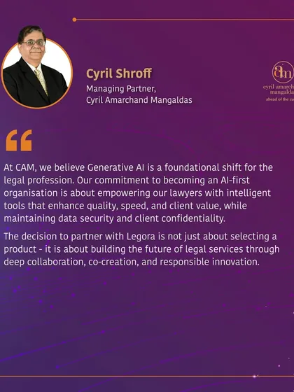 Our Managing Partner, Cyril Shroff, explains our decision to partner with Legora. This is not just about adopting a product but about co-creating the future of legal services through deep collaboration and responsible innovation in Generative AI.
