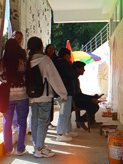 The community gets involved. Students and locals in Ziro watched and supported me throughout the painting process, making it a truly collaborative experience.