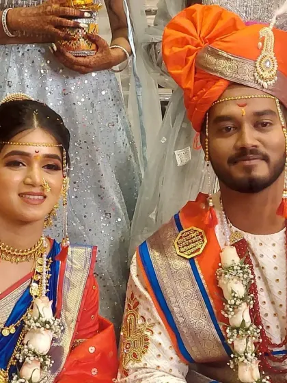 The final look for the bride and groom. I used airbrush makeup for a glass-finish look that lasts all day.