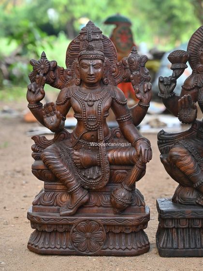 A close-up of the 2-foot Maha Vishnu statue, detailing his divine attributes and serene expression.