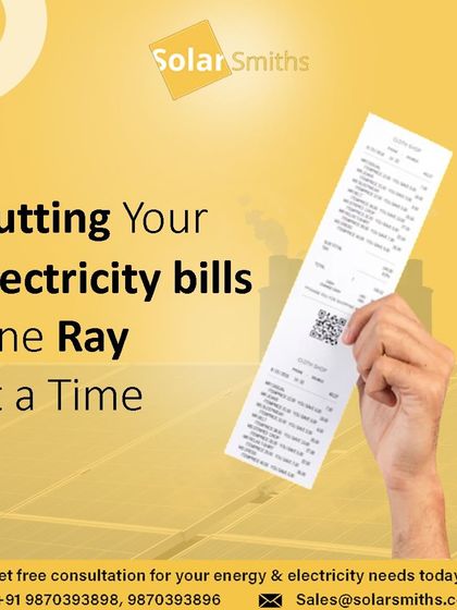 I am cutting your electricity bills one ray at a time. This image of a hand tearing up a bill represents the freedom from high energy costs that I provide.