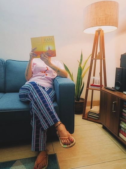 An evening of self-love featuring a gifted Ramayan collection T-shirt from Byogi. This post integrates the product into a personal, cozy setting, highlighting the brand's story and design.