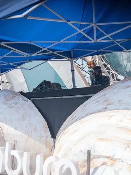A closer look at the DJ console on the Sunburn main stage. This is my command center, where I weave together tracks to build energy and create a seamless flow.