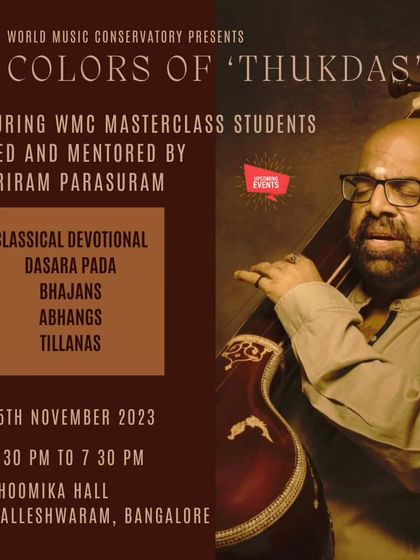 Another version of the poster for our 'Colors of Thukdas' concert, highlighting the classical devotional genres that were featured.