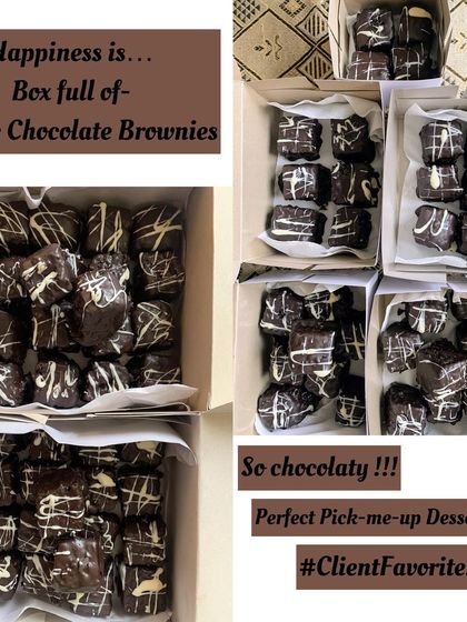 Happiness is a box full of my Double Chocolate Brownies. These are a client favorite and the perfect pick-me-up dessert.