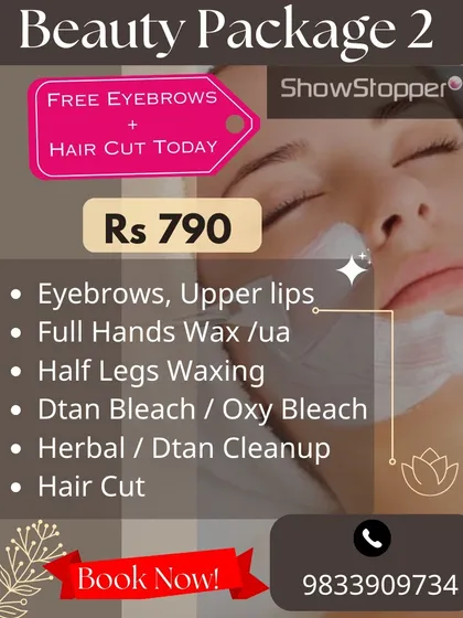 This beauty package is a step up, including essentials like waxing and threading, plus a Dtan or Oxy bleach and a refreshing herbal or Dtan cleanup for your face.