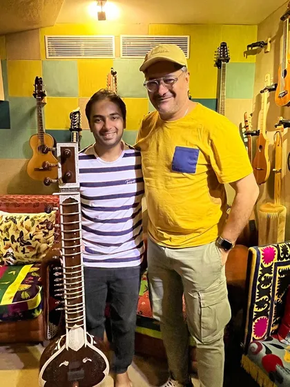 After a recording session for an ad film with the amazing Dhruv Ghanekar. His studio is filled with incredible instruments, and it was a joy to add my sitar to the mix.