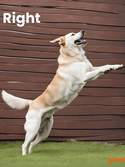 The other half of the meme: the same dog jumping, with the word "Right." Just a little something to make you smile.