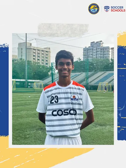 Ishaan Ghosh wearing his official Maharashtra state team kit. His selection is a clear indicator of the success of our player pathway from academy football to state representation.