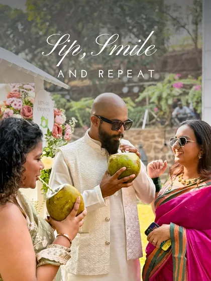 Sip, smile, and repeat. My signature coconut water cart is perfect for cooling down and adding a fun, tropical vibe to your wedding day.