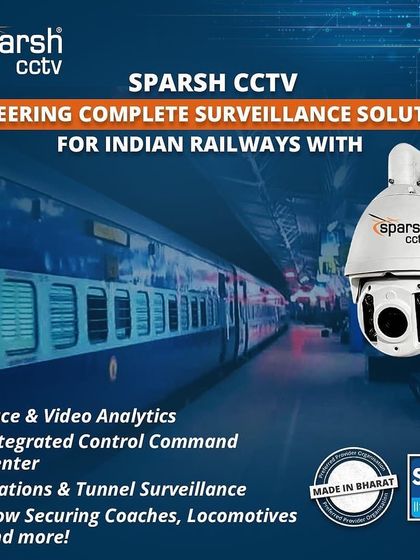I am pioneering complete surveillance solutions for Indian Railways. My services include Face & Video Analytics, an Integrated Control Command Center, and surveillance for stations, tunnels, coaches, and locomotives, all STQC-certified and Made in Bharat.