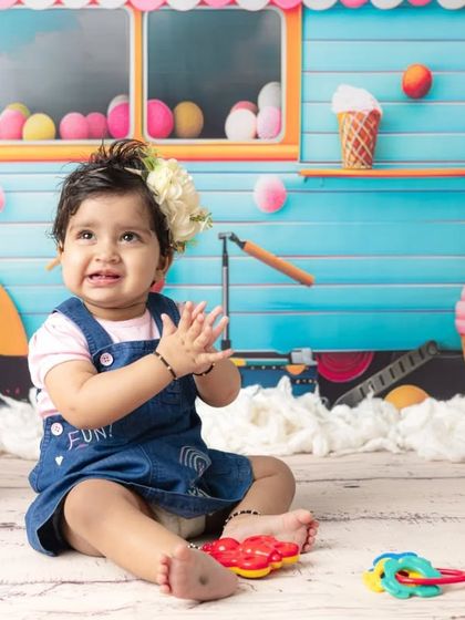A series of shots from an adorable ice cream themed session, perfect for celebrating a first birthday with lots of color and sweetness.