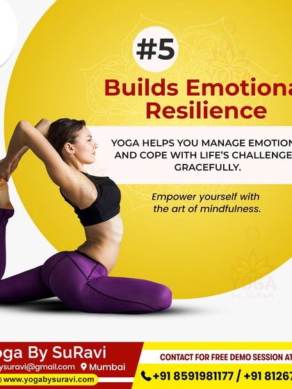 Yoga helps build emotional resilience, allowing you to manage emotions and cope with life's challenges gracefully.