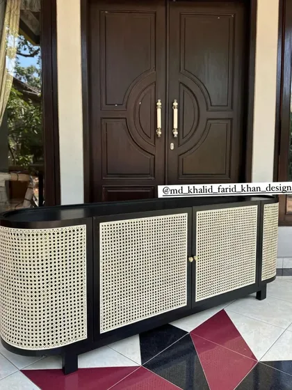 Another angle of the black oval sideboard.