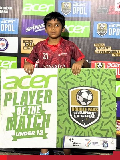Aayansh Bhanushali with his Player of the Match award, one of two earned by our players in the DPDL tournament.