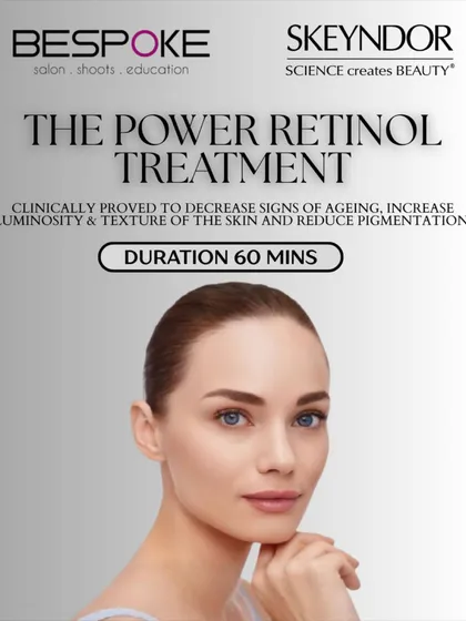 For clients concerned with signs of ageing, I offer The Power Retinol Treatment from Skeyndor. This 60-minute facial is clinically formulated to reduce fine lines, improve skin texture, and correct pigmentation for a more luminous, youthful complexion.