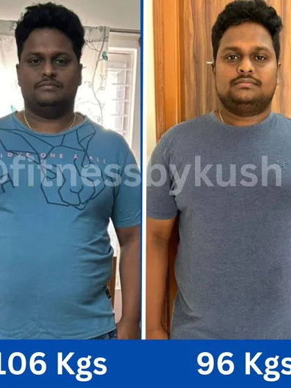 Here is Deepak's mid-transformation update, losing 10 kgs and 5 inches from his belly. He did this by eating home-cooked meals and without a gym membership, proving it's never too late to start. His weekly data shows consistent progress.