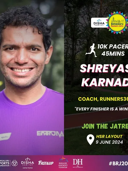 As a 45-minute pacer for the Bengaluru Runners Jatre, my goal is to help runners achieve their target time. Pacing is a service to the community, and I believe every finisher is a winner.